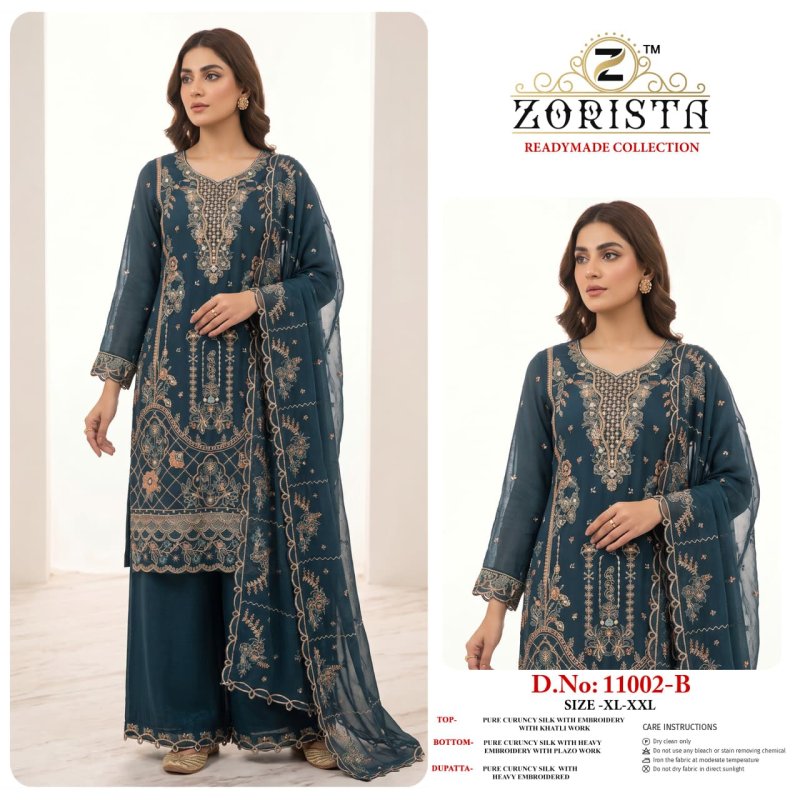 11002 A To D By Zorista Curuncy Silk Readymade Pakistani Suits